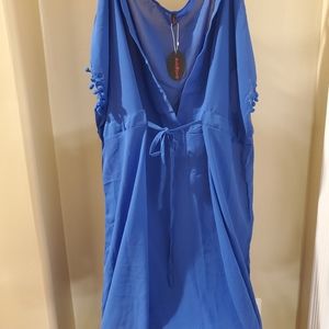 Kimono swimsuit coverup, blue, XXL